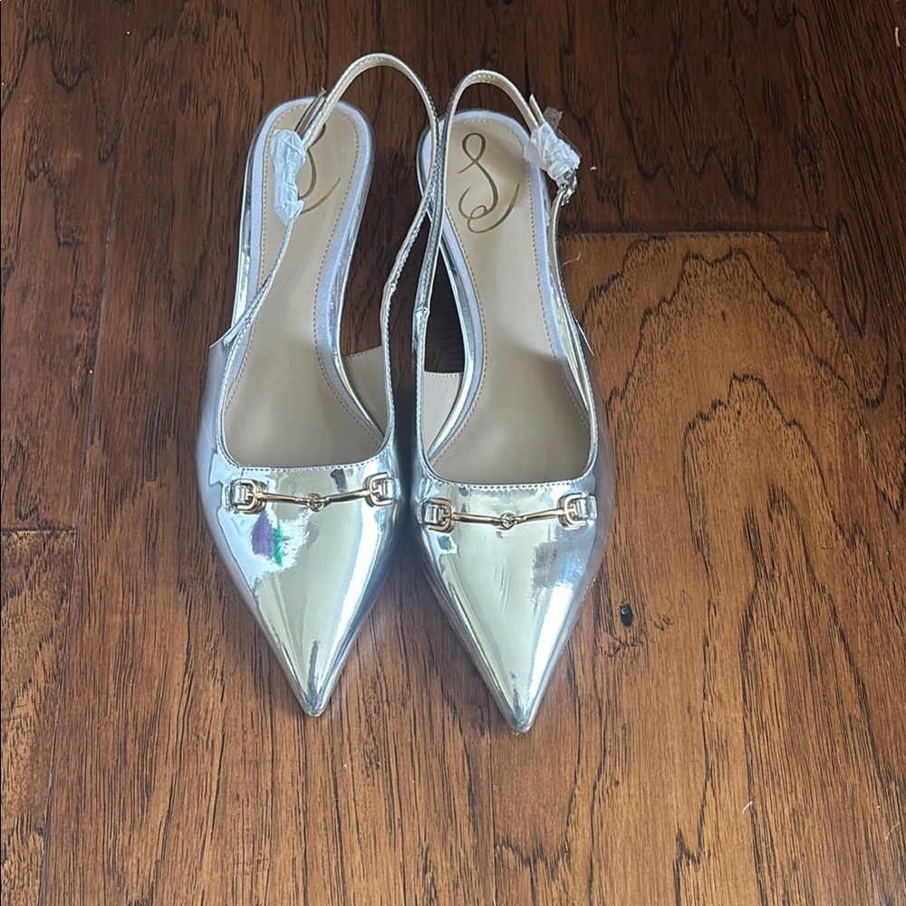 Elegant Silver Slingback Women's Shoes